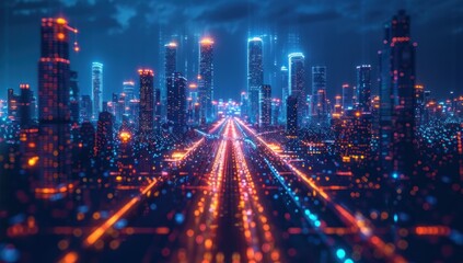 Fototapeta premium Cityscape at Night with Blurry Lights