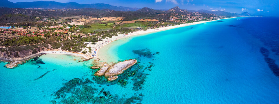 Italy. Sardegna (Sardinia) island best scenic beaches . Costa Rei in the south , famous for white sandy beaches and turquoise crystal sea. Scoglio di Peppino beach  (Punta di Santa Giusta)