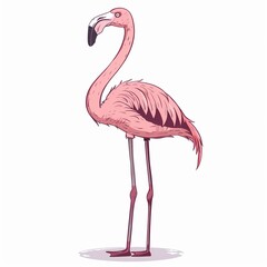 Flamingo Minimalist fashion cartoon isolated whitebackground