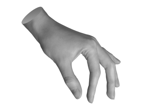 Showing small, something very little bit, fingers taking invisible, hand sign isolated on white background., transparent cut out PNG