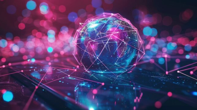 The world wide web in the form of a globe in the phone. global internet connection