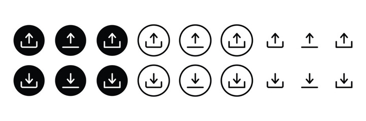 Set of Upload and download icon collection. Vector Illustration.