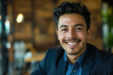 Fototapeta premium Hispanic handsome man smiling, Sales Manager