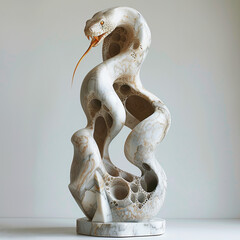 Obraz premium A statuette made of stone in the form of a large snake,Generated by AI