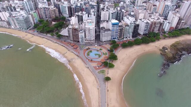 Aerial view of Areia Preta Beach and Meio Beach - Guarapari, Esp&iacute;rito Santo, Brazil