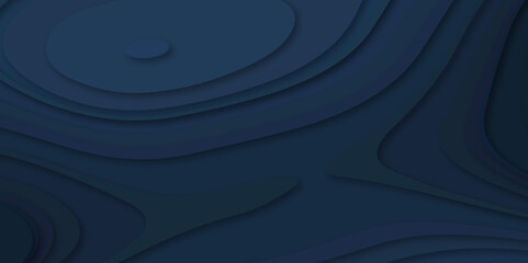 Difference type abstract 3D art papercut monochrome height map topographical pattern, 
 dark navy blue and grey abstract wave shapes paper cut curvy shape layer vector illustration texture background.