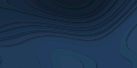 Difference type abstract 3D art papercut monochrome height map topographical pattern, 
 dark navy blue and grey abstract wave shapes paper cut curvy shape layer vector illustration texture background.