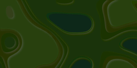 Difference type abstract 3D art paper cut monochrome height map topographical repeating pattern, smooth gradients of green and grey abstract paper art with layer lines creating of depth and contour.