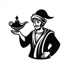 make a hand magic lamp vector