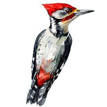 recommend clip art: Watercolor clipart vector of a woodpecker bird, isolated on a white background, woodpecker vector, Illustration painting, Graphic logo, drawing design art