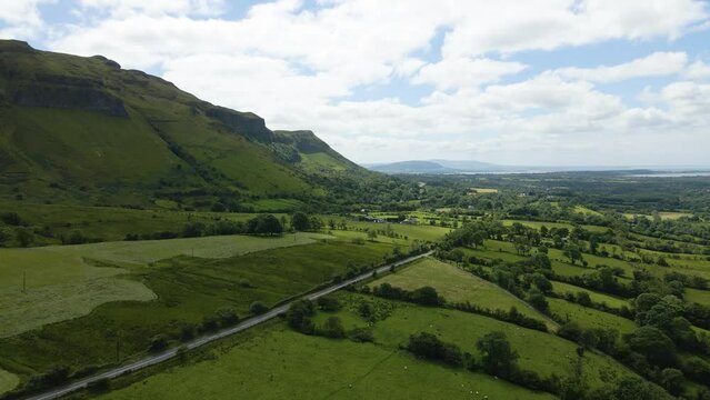Road along the mountain, stunning green irish landscape, Glencar, Leitrim, Sligo, Ireland
