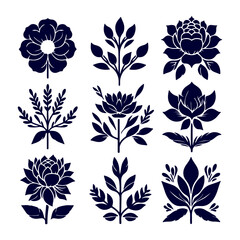 Fototapeta premium Creative Botanical set with flowers Design.