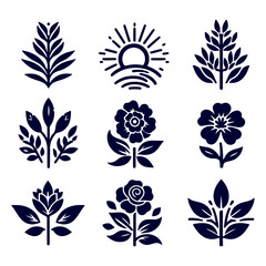 Creative Botanical set with flowers Design.