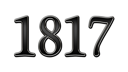 black metal 3d design of number 1817 on white background.