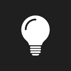 White light bulb on black background.