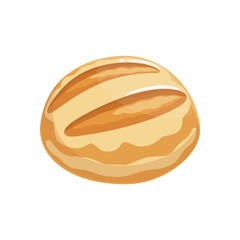 Whole grain and wheat bread vector in flat cartoon style. Homemade pastries baked with yeast dough. Isolated food illustration for bakery poster, banner, card, advertising