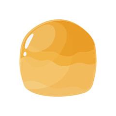 Tasty baked bread roll in flat cartoon style. Sweet bun, brioche made with yeast dough, homemade and bakery product. Isolated food illustration for poster, banner, card, advertising