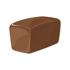 Loaf of whole grain, rye bread, homemade, baked of yeast dough. Food vector illustration in flat cartoon style, isolated for bakery poster, banner, card, advertising