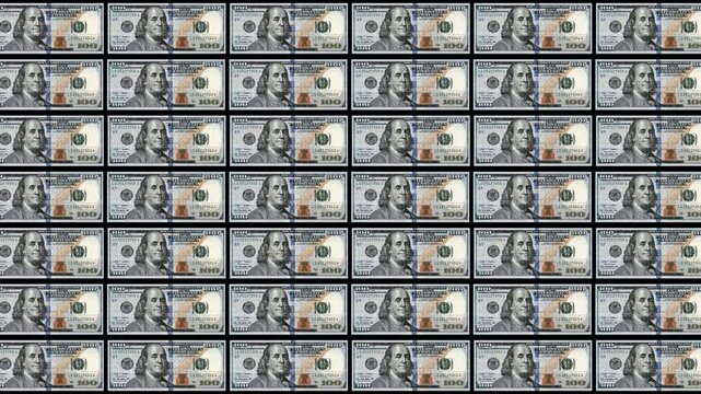 100 Usd paper note, money, Background Pattern Loop