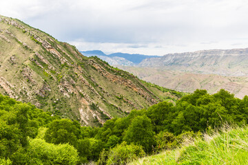 Fototapeta premium Ruins of the Caucasian mountain village of Gamsutl in Dagestan, Russia