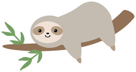 Sloth | Cute Animal | Adorable Mammal Illustration | Vector Rainforest Giant Sloth