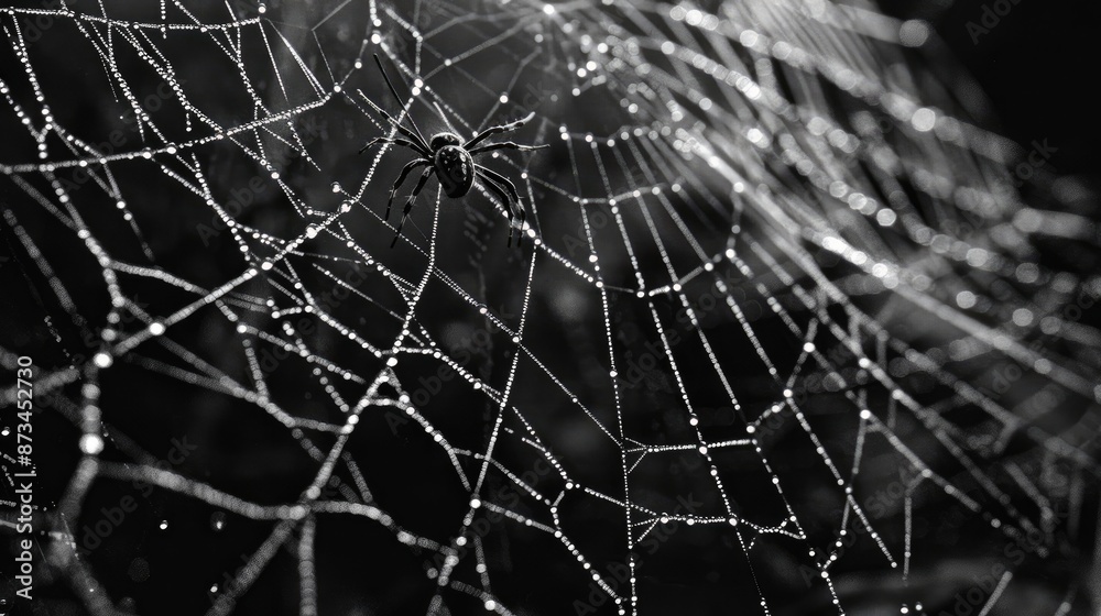 Poster Spider web from a side perspective