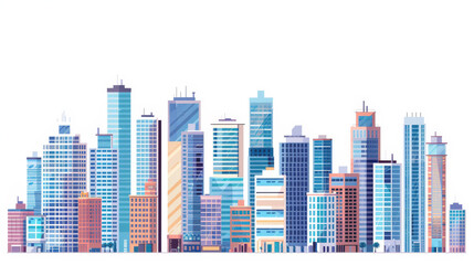 Obraz premium City skyline with tall buildings. Set of icons that represent buildings, apartments, and skyscrapers. Logos for architecture.