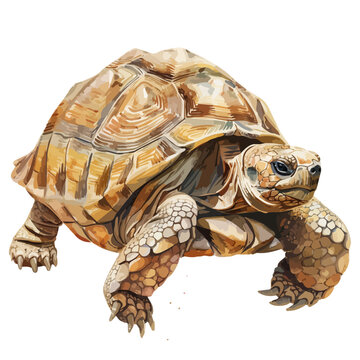 brown tortoise walking on white background clip art preview