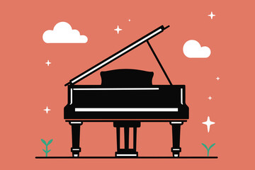 Piano musical instrument isolated icon vector illustration - Generative AI

