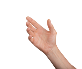 Hand holding, grabbing, showing, presenting something isolated on white background., transparent PNG