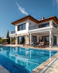 Mansion with the pool.