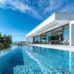 Obraz premium Mansion with the pool.