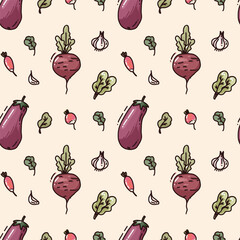 vector seamless pattern with vegetables