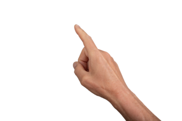 Index finger reaching t touch, tap, click, indicate isolated on white background., transparent PNG