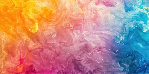 A colorful abstract painting with a blue and yellow swirl. The painting is full of vibrant colors and has a dreamy, whimsical feel to it