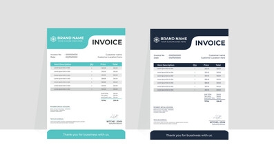 Corporate Business Modern Invoice design template. Bill form price invoice Template Layout.
