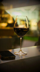 wine glass in the evening light