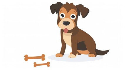Adorable Cartoon Puppy with Expressive Eyes and Playful Stance