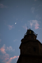 lighthouse at night Torre de Hércules A Coruña lighthouse at sunset