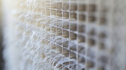 A detailed shot of the Hepa filter capturing the fine mesh and densely packed fibers that airborne pollutants.