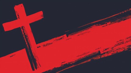 Red Cross Brush Stroke Painting