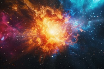 Fototapeta premium Astronomical Space big bang. Planet star cosmos. Generate Ai