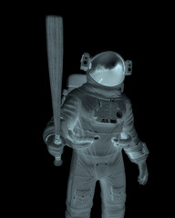 astronaut is ready to play baseball