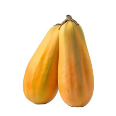 Two papaya isolated transparent background. Clipart for food packaging, recipe book and healthy eating promotion.