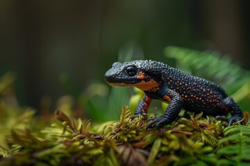 Obraz premium Alpine Newt, Macro,Left side view