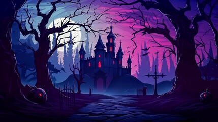 Spooky Halloween Dark Scene Background HD