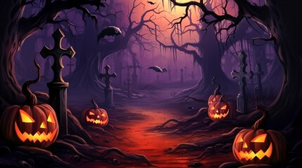 Fototapeta premium Spooky Halloween Dark Scene Background HD