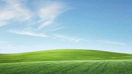 Naklejka premium Rolling Green Hills Under a Blue Sky