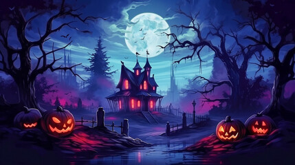 Spooky Halloween Dark Scene Background HD