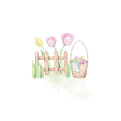 Watercolor Easter illustration.